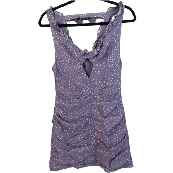 For Love and Lemons Chelsea Purple and White Lovecore Mini Dress Size Small NWT - Picture 3 of 11